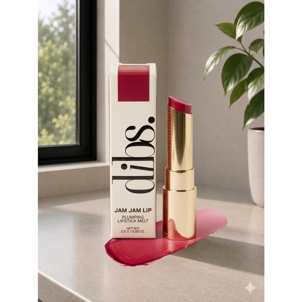 $26 New DIBS Beauty Jam Jam Lip Plumping Lipstick Melt Raspberry Marmalade